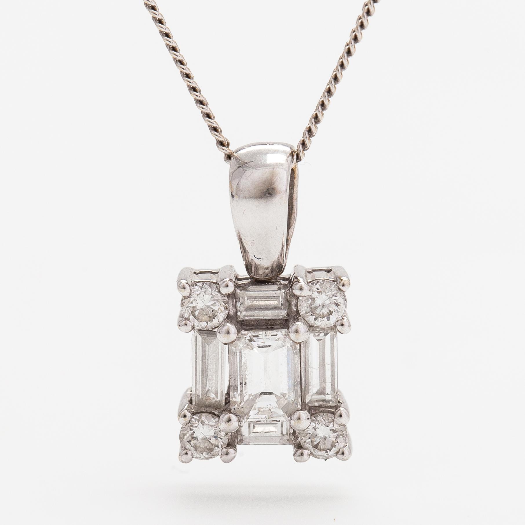 Kaulakoru, 18K valkokultaa ja timantteja n. 0.56 ct yht.