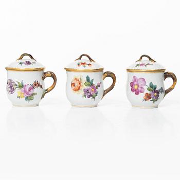 Royal Copenhagen, six cream cups, "Sachsisk Blomst", Denmark, 1889 - 1922.