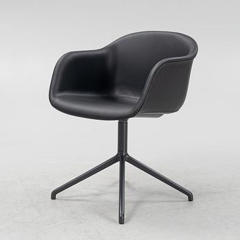 Iskos-Berlin, a leather upholstered swivel 'Fiber' chair, Muuto, Finland.