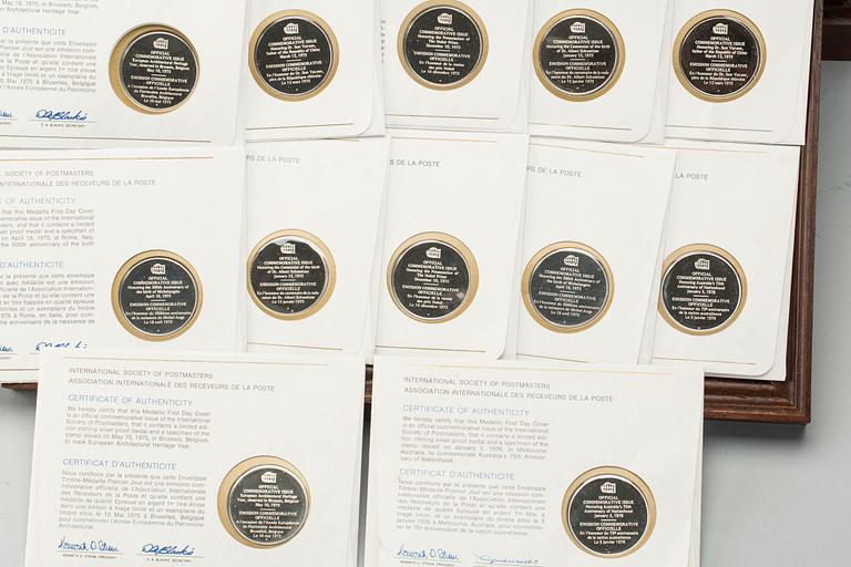 MEDALJER, ca 143 st, sterlingsilver, Franklin Mint, 1900-talets fjärde kvartal. Total vikt ca 6200 gram.