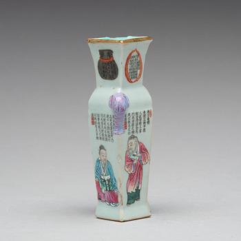 A famille rose double lozenge vase, Qing dynasty, 19th Century.