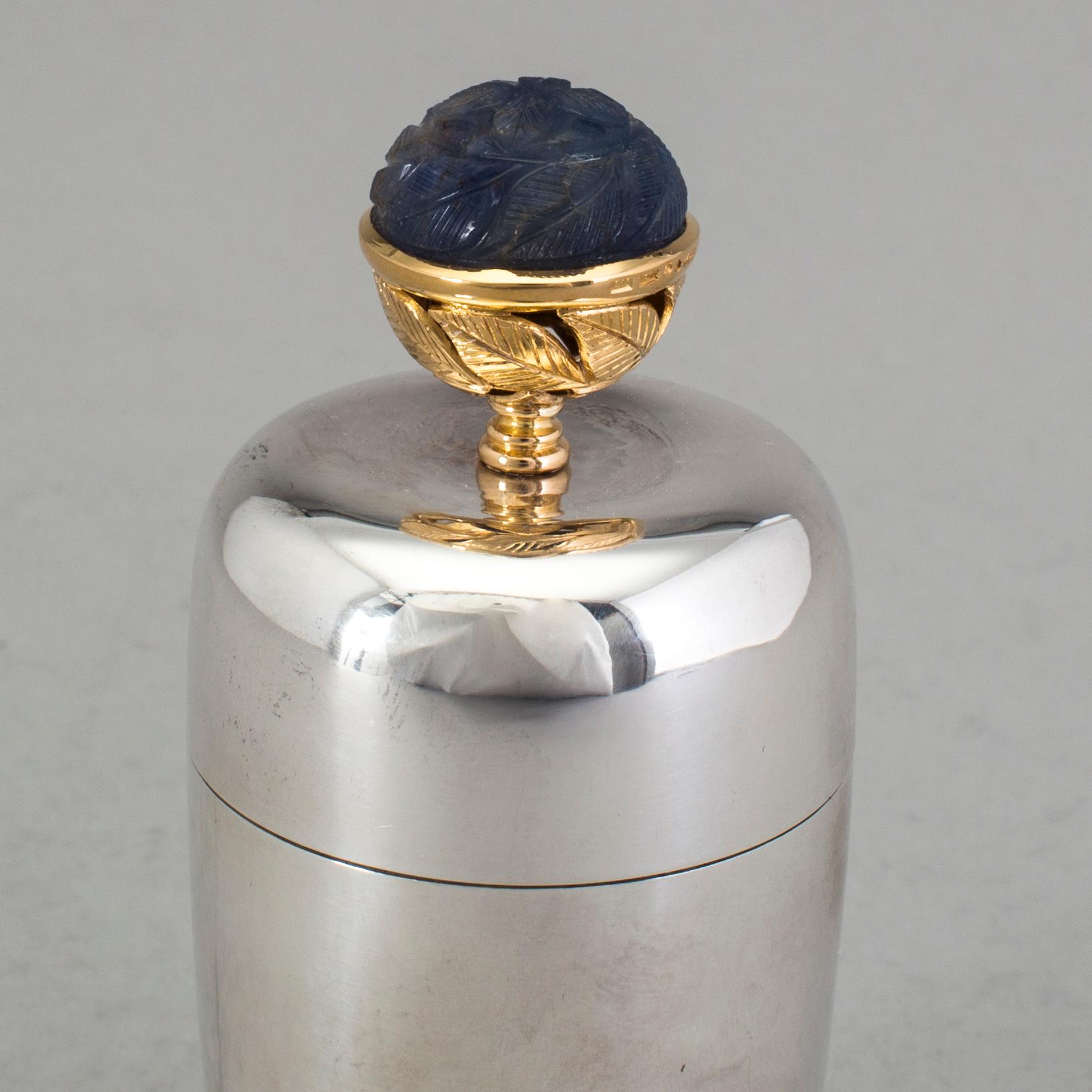 A Swedish 20th century silver and gold ovoid jar and cover, mark of WA Bolin, Stockholm 1975.