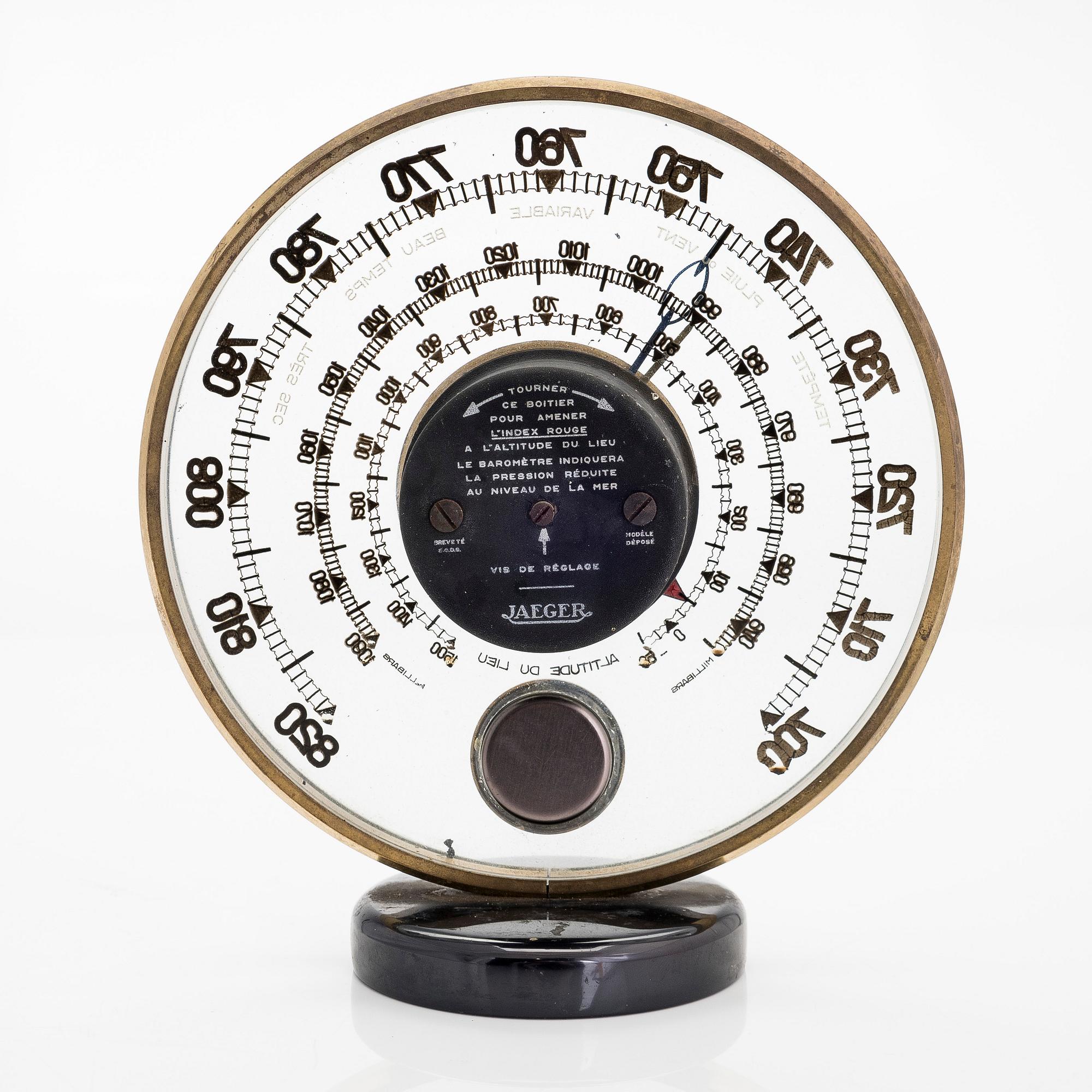 Barometer, Jaeger, modell 7.A.B, Frankrike, 1900-talets mitt.