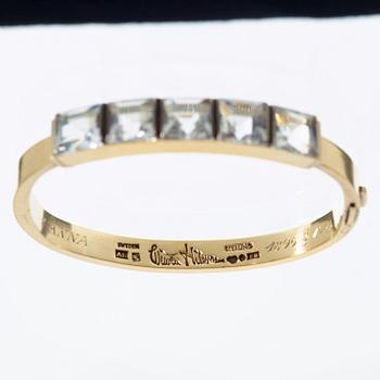 A Wiwen Nilsson gilt sterling and rock crystal bangle, Lund 1945.