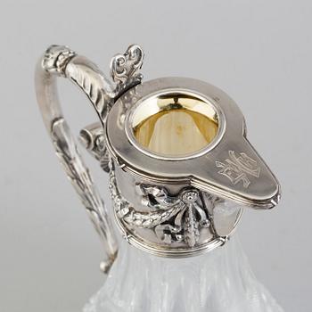 KANNA, glas och silver, stämplad V Gordon, omkr 1900.