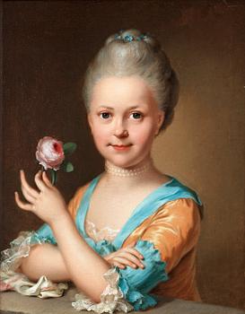 Ulrica Fredrica Pasch Attributed to, Young girl with a rose.
