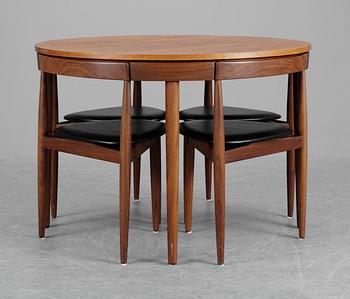 HANS OLSEN, matbord och stolar, 4 st, 
Frem Röjle, Danmark 1950-tal.