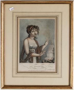 FÄRGGRAVYRER, 4 stycken,  Dubrusle & Augrand, 1800-tal.