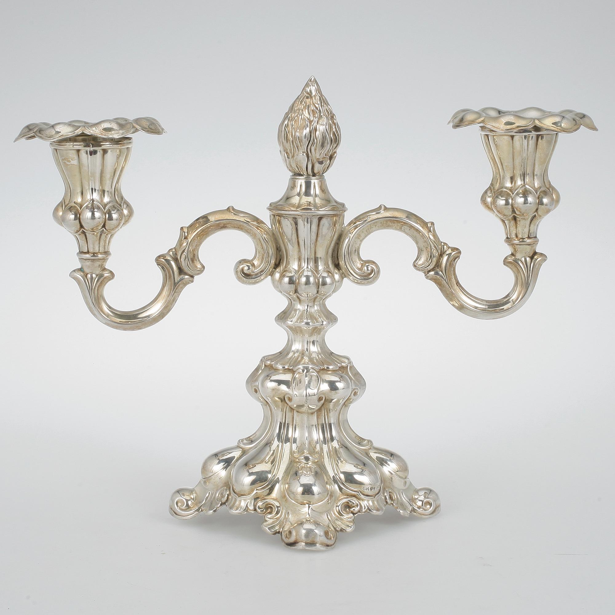 KANDELABER, silver, CG Hallberg, Stockholm, 1957.