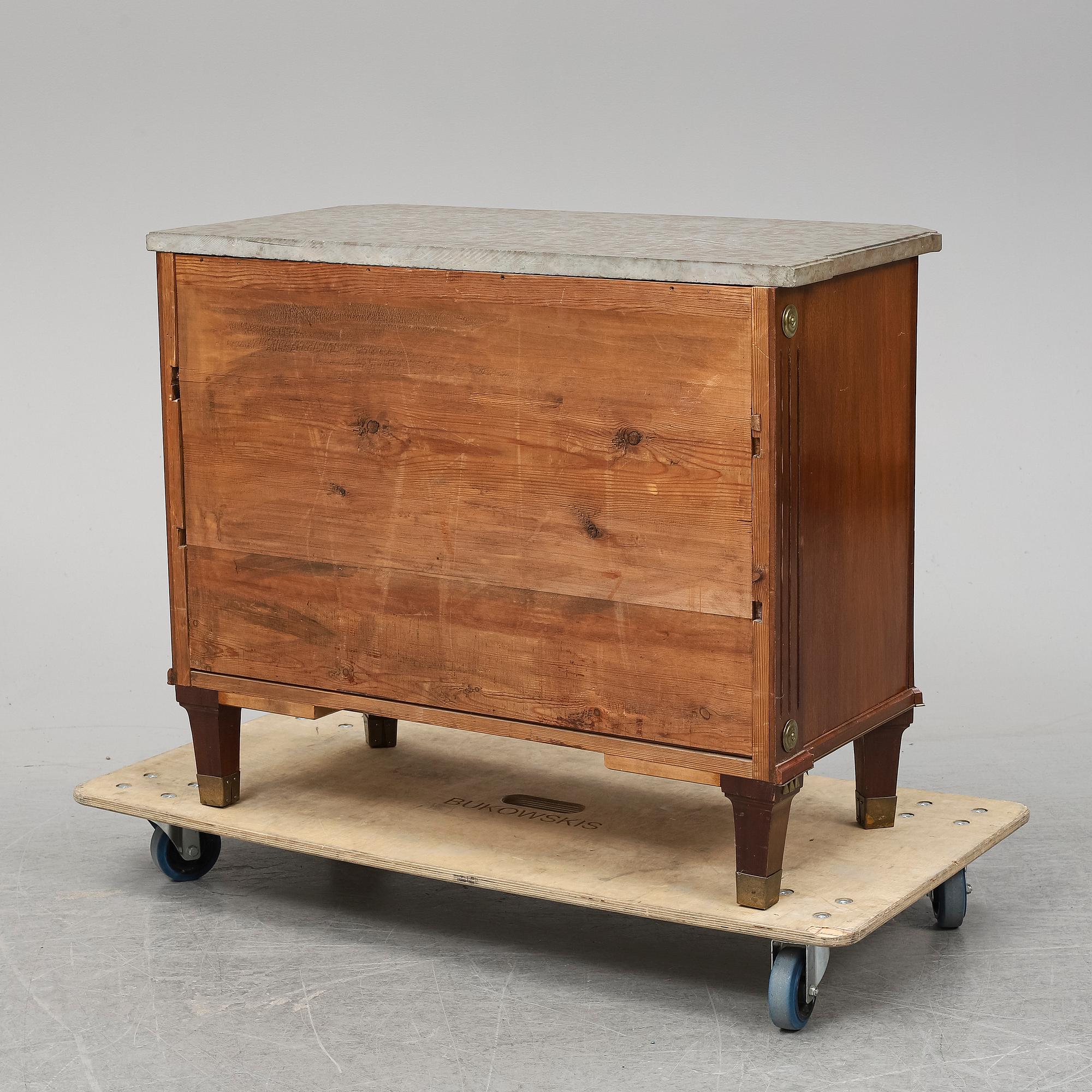 A late 19th Century Gustavian style mahogany chest of drawers.