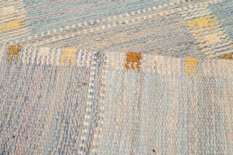 Barbro Nilsson, matto, "Falurutan, lättblå III", flat weave, ca 257 x 170 cm, signed AB MMF BN.