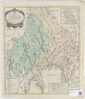 Fredrik Akrel · FREDRIK AKREL, karta, delvis kolorerat kopparstick, 1783.