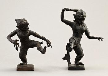 FIGURINER, 2 st, brons, orientaliska, 1900-tal.