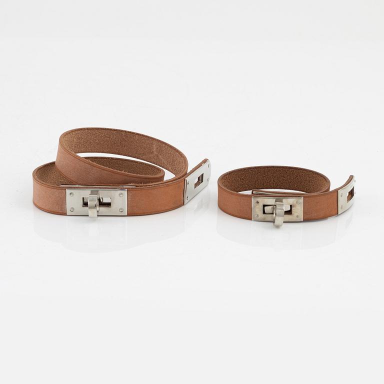 Hermès, two leather 'Kelly' bracelets.