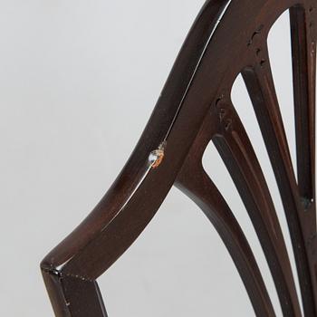 Stolar, 16 st och karmstolar 2 st, Hepplewhite-stil, 1900-talets andra hälft.
