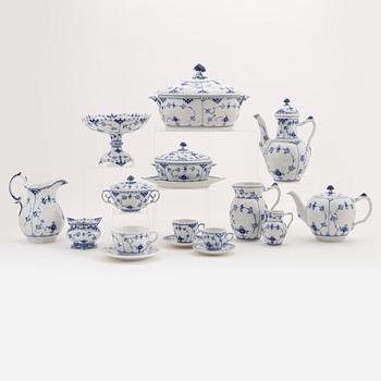 A 108 pice porcelain dinner and coffee service, 'Musselmalet', half and full lace, Royal Copenhagen.