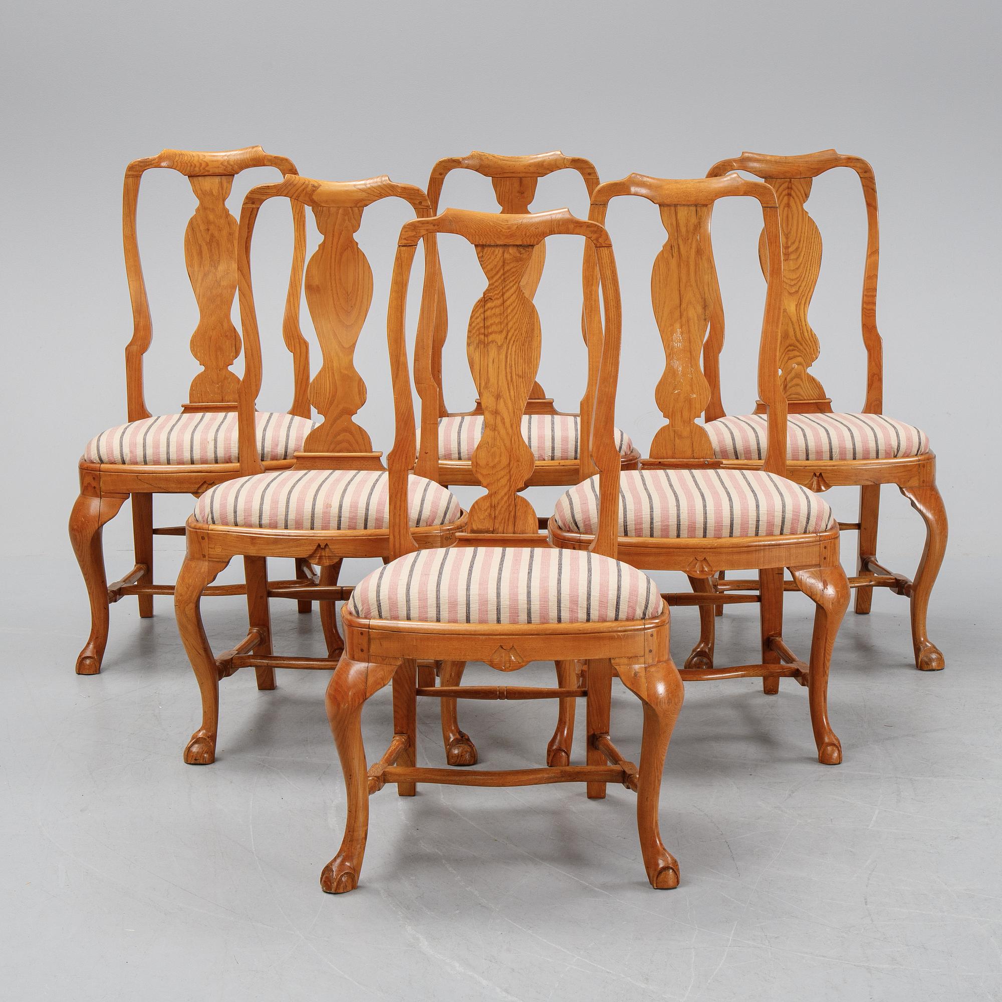 A set of six Rococo chairs, second half of the 18th century.