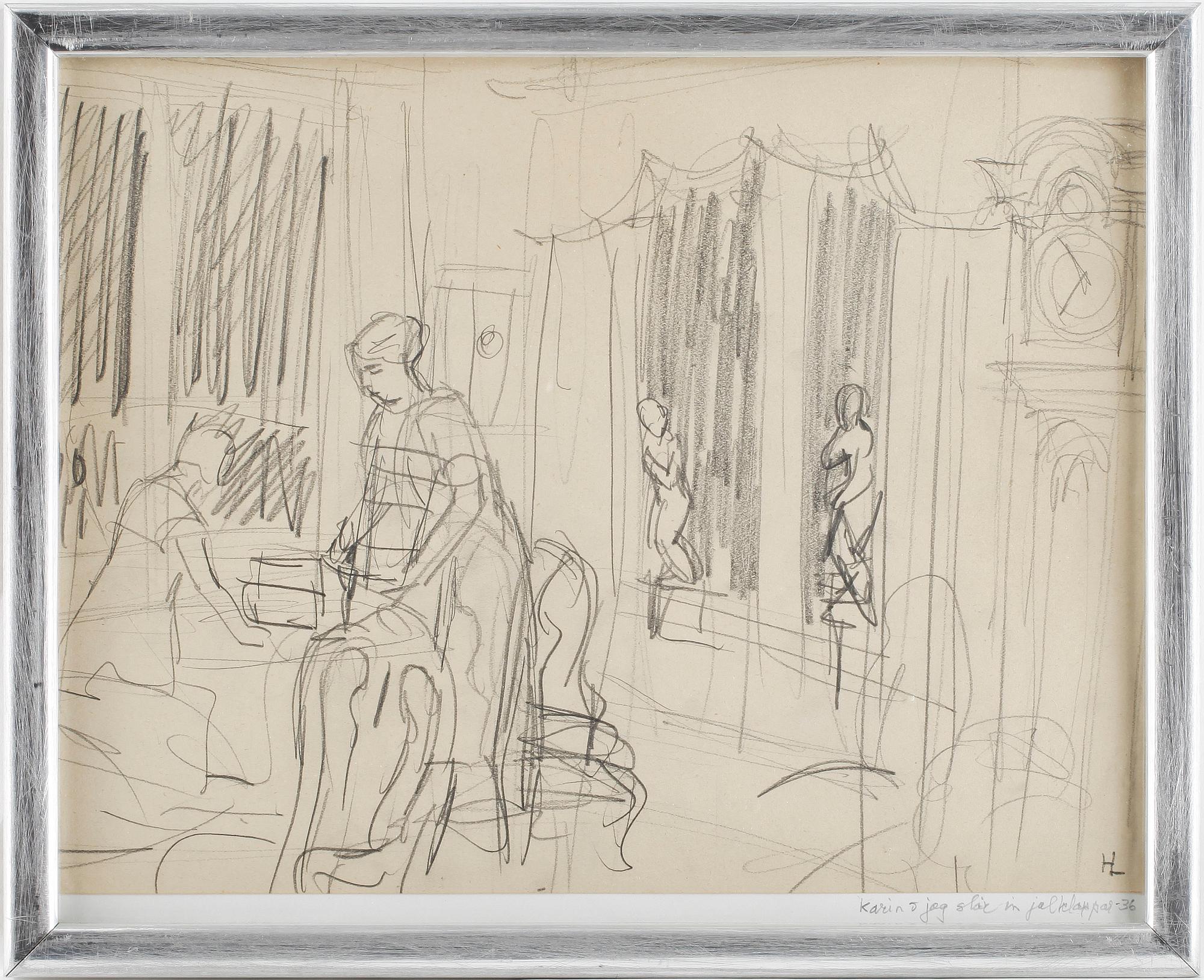 HILDING LINNQVIST, teckning, monogramsignerad, daterad -36.