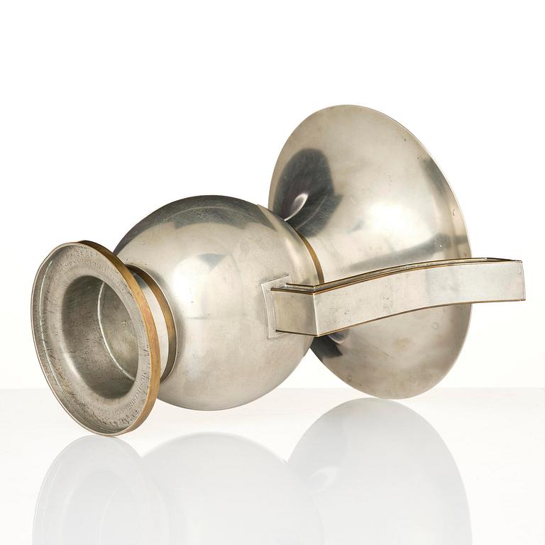 Nils Fougstedt, a rare pewter and brass vase model A 903, Firma Svenskt Tenn, Stockholm, 1929.