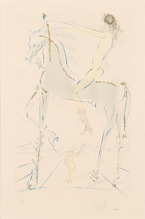 Salvador Dalí, etching with colour and gold dust, signed and numbered 191/250.