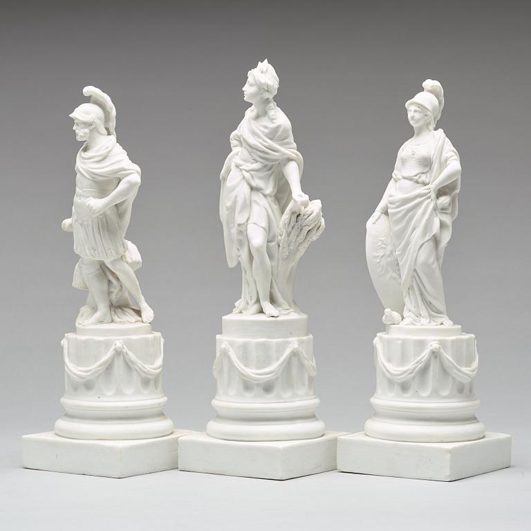 FIGURINER, tre stycken, biskviporslin. Frankrike, Paris, 1800-tal.