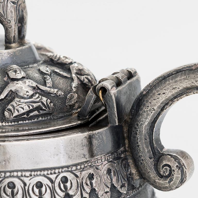 An Indian silver teapot.