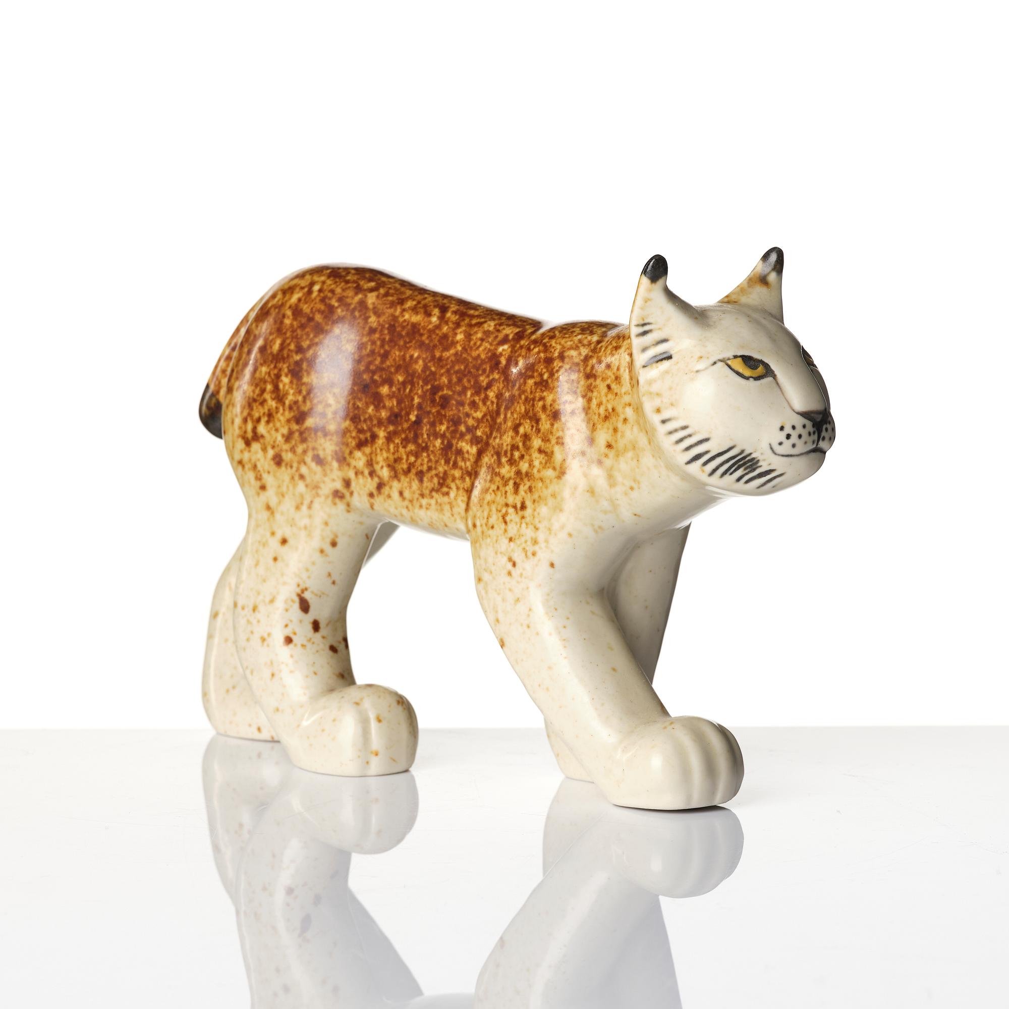 Lisa Larson, Figure, Lynx, stoneware, Gustavsberg for the Nordic Company/WWF.