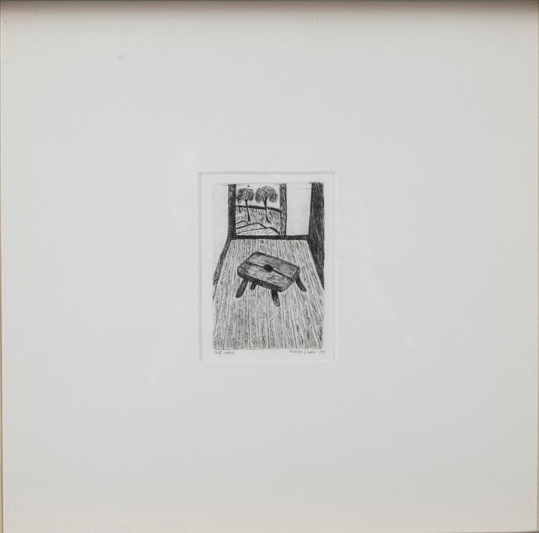 PIRKKO VALO, etsning och teckning, signerade 1975 och 1977.