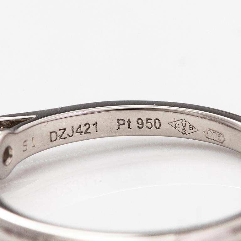 Cartier, A platinum ring with a diamond xa. 0.41 ct. Marked Cartier DZJ421. GIA certificate.