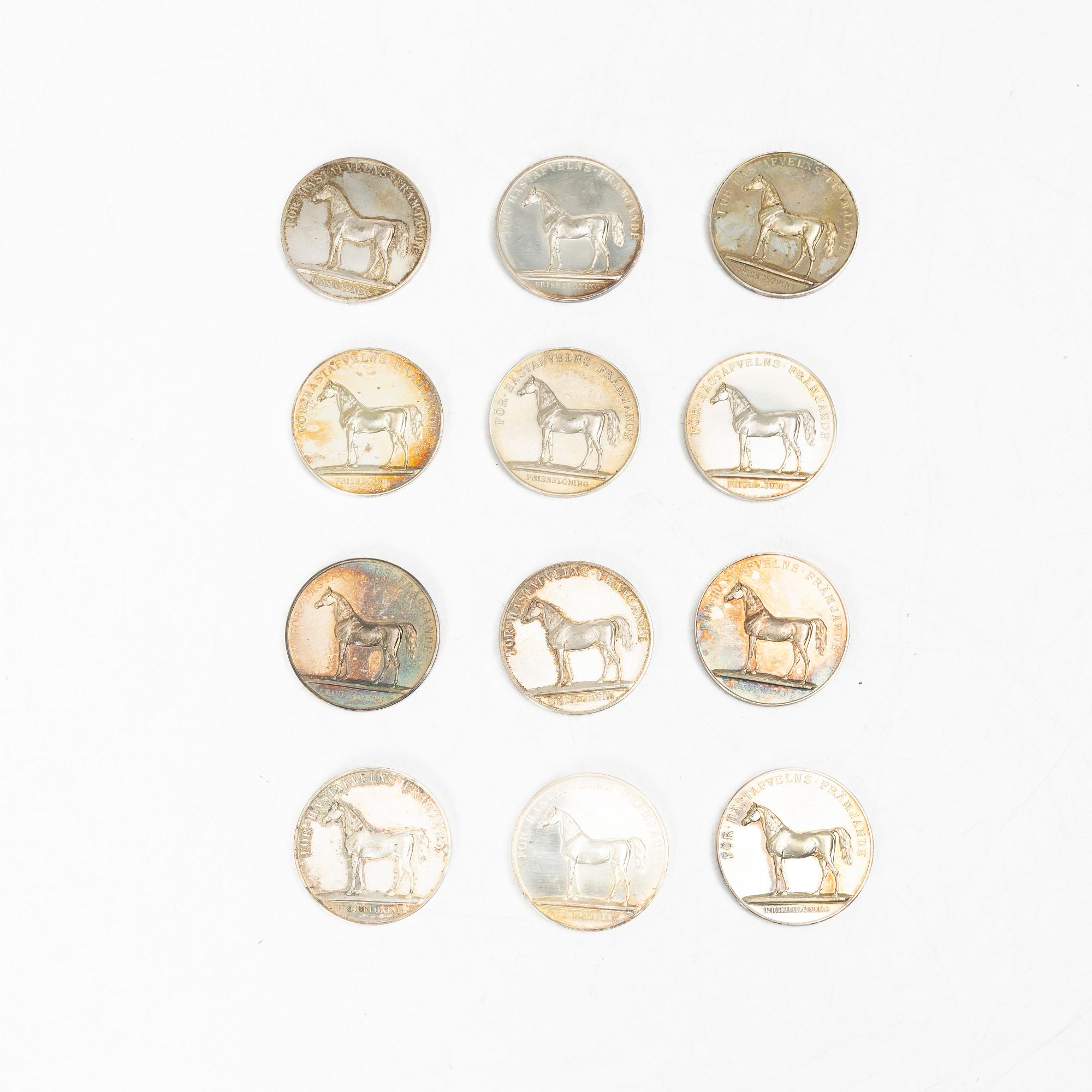 Medals, 12 pcs, silver, Sweden 1916-1920.