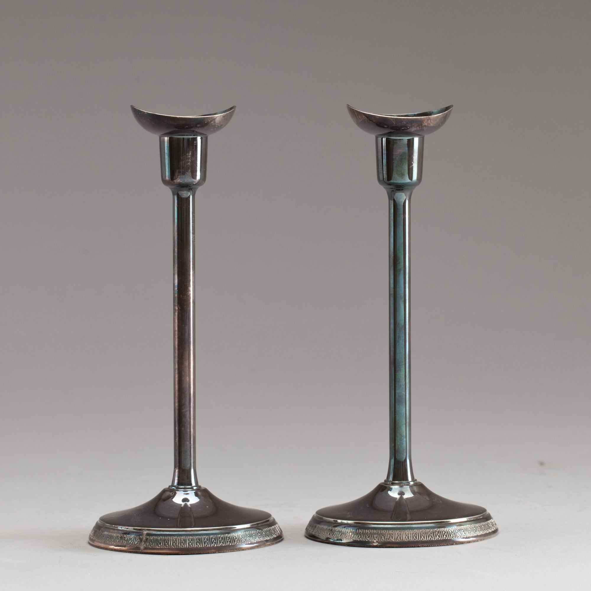 LJUSSTAKAR, ett par, silver, GAB, 1950.