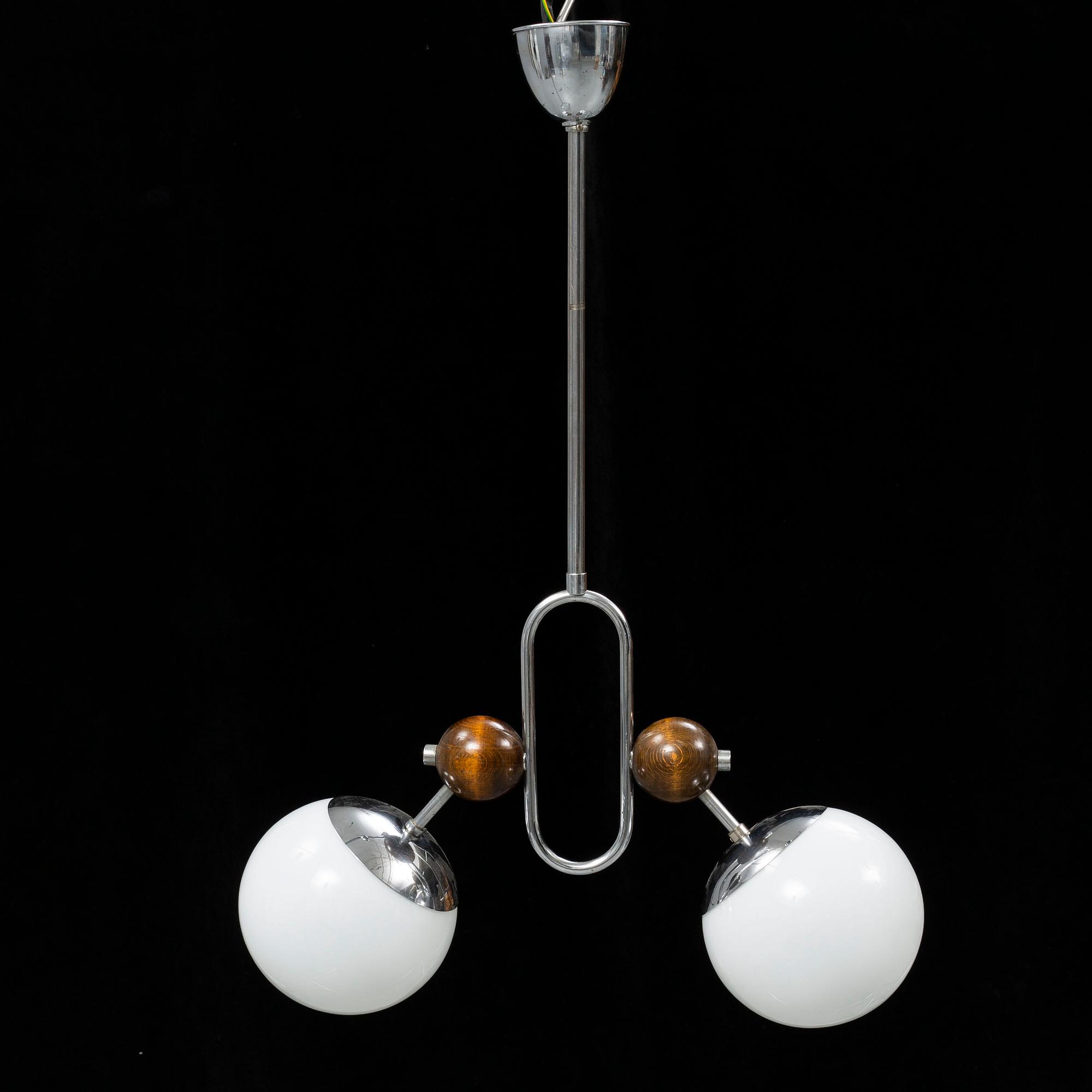 A chromed ceiling light, 1930's.