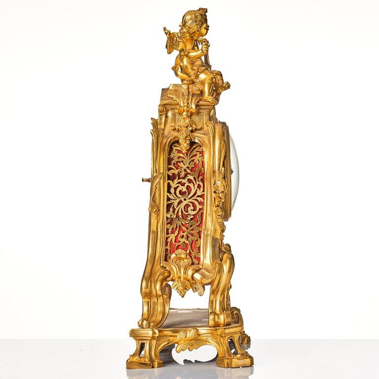 A French Louis XV mantel clock, mid 18th century, marked "Julien Le Roy Hr du Roi A PARIS".