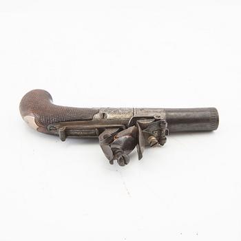 Flintlock pistol, pocket pistol, H Nock London, late 18th century.