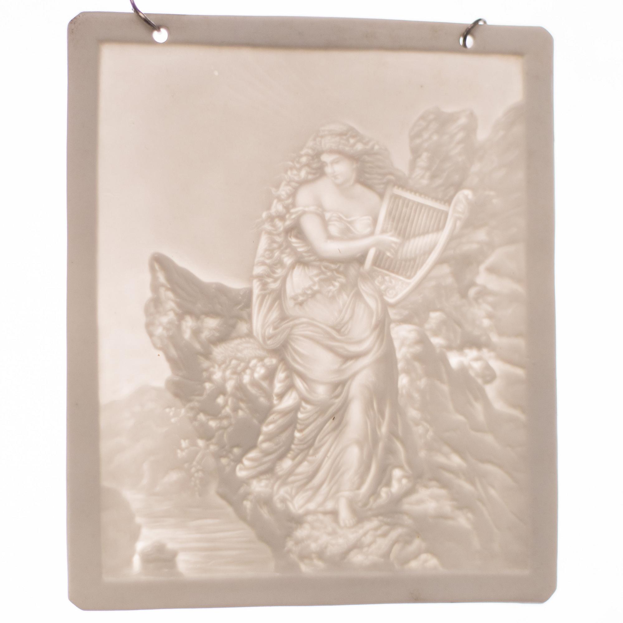 Four lithphane plaques, 19th century.