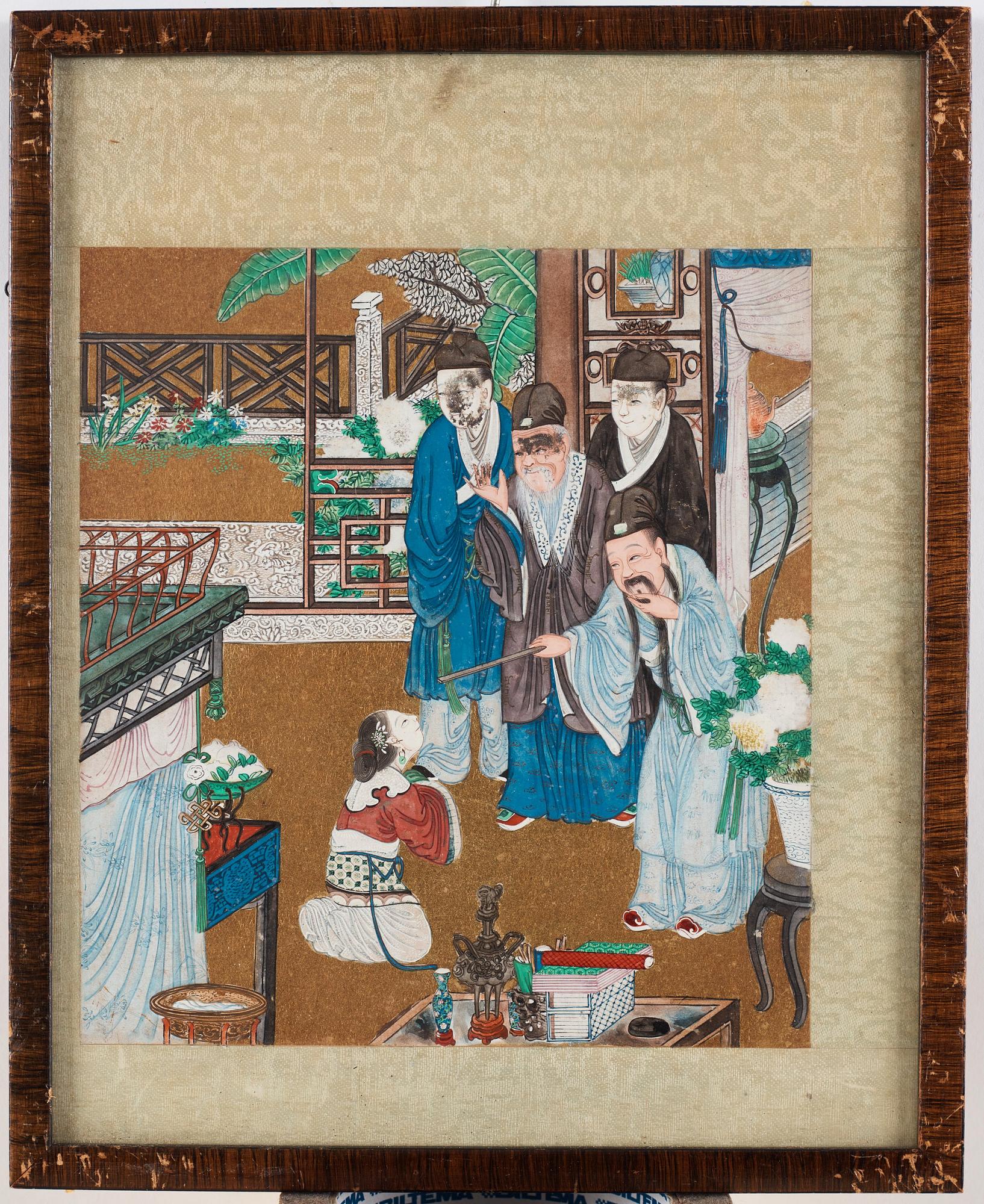 A set of nine Chinese watercolours by unknown artist, 19th Century.