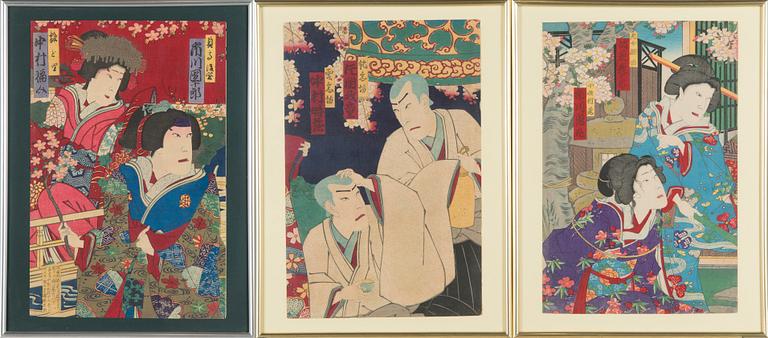 Three Jpaanese woodblock prints.