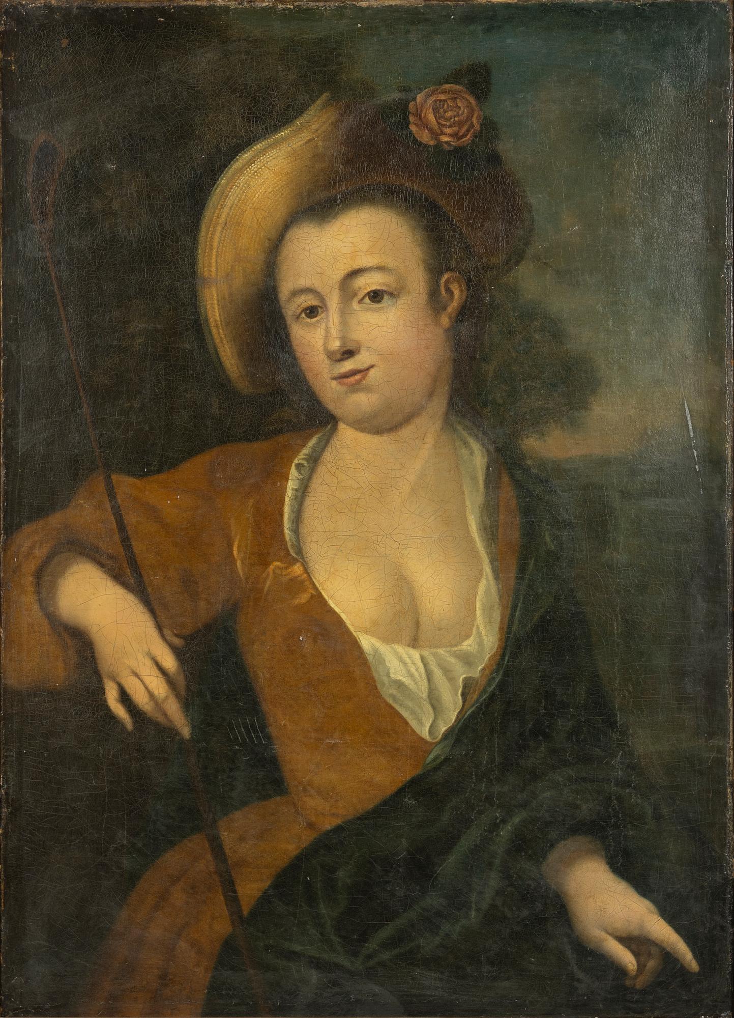 Okänd konstnär 1700-tal , Dam med ridspö.