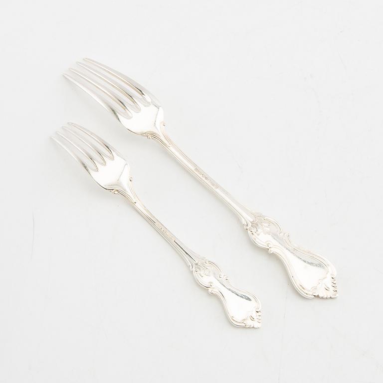 Cutlery, 86 dlr "Olga" silver CG Hallberg Stockholm 1950s.