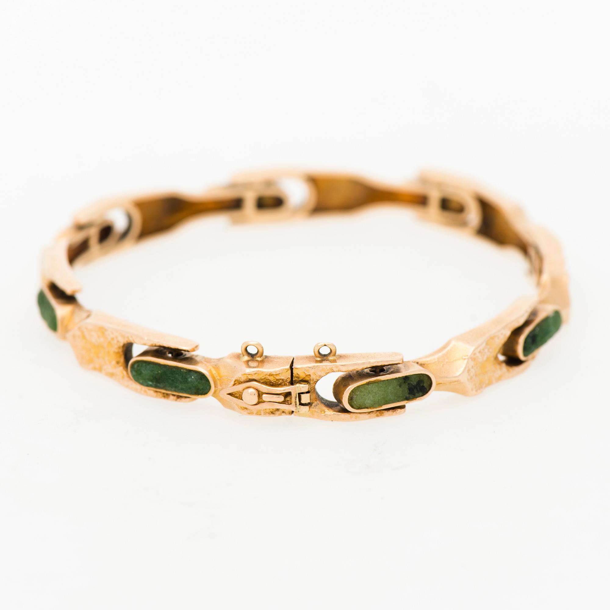 A BJÖRN WECKSTRÖM BRACELET, "Namban", zoisite, 14K gold. Lapponia 1976.
