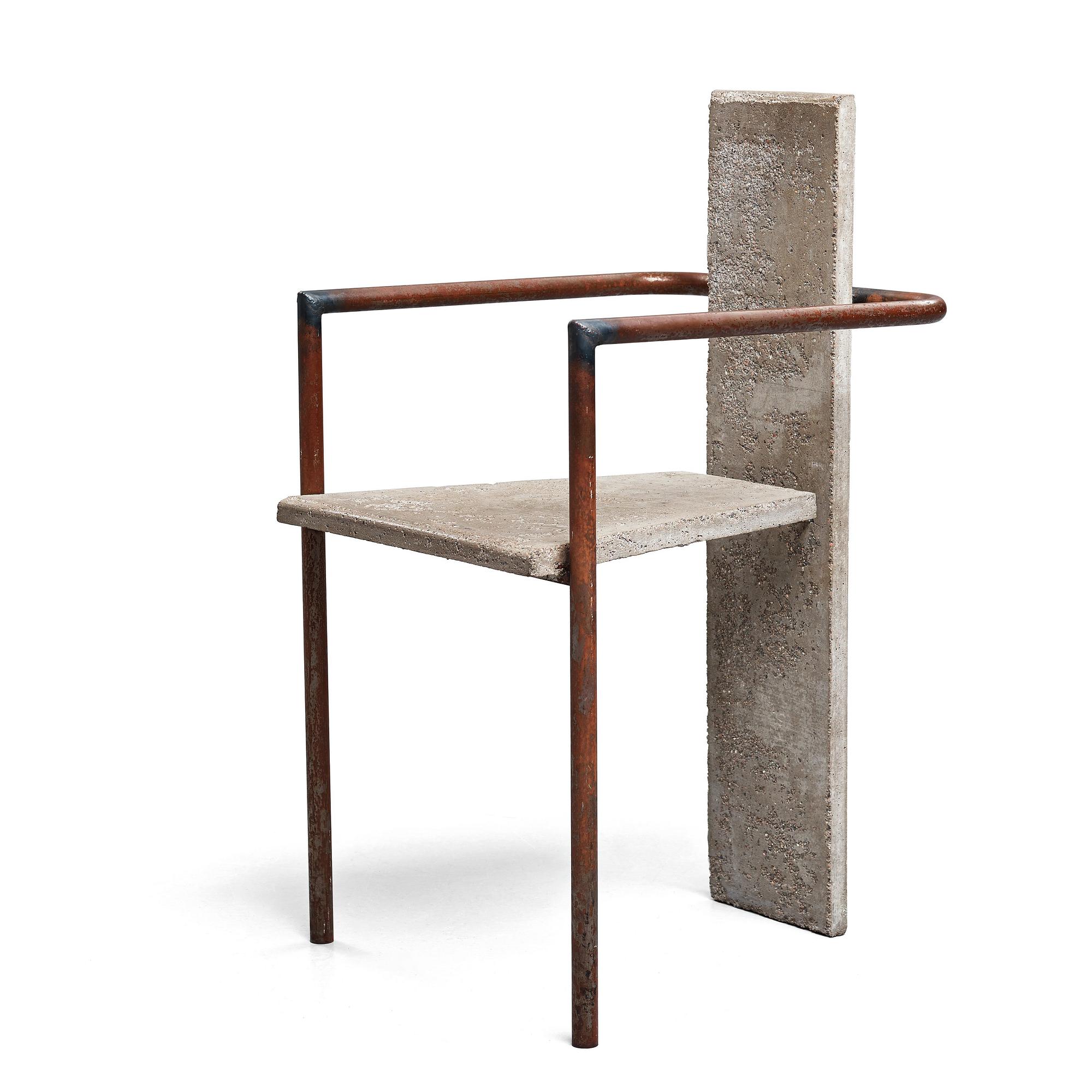 Jonas Bohlin, a "Concrete" armchair, reportedly the original, the one exhibited at Konstfack, Stockholm 1981.