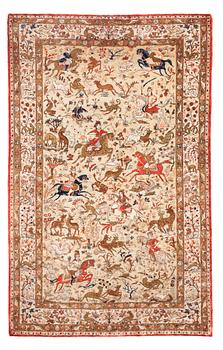 1197. SEMI-ANTIQUE/OLD SILK QUM. 217,5 x 140,5 cm. One of a pair.