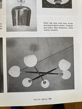 Hans Bergström, a ceiling lamp, ateljé Lyktan, Sweden 1950s.