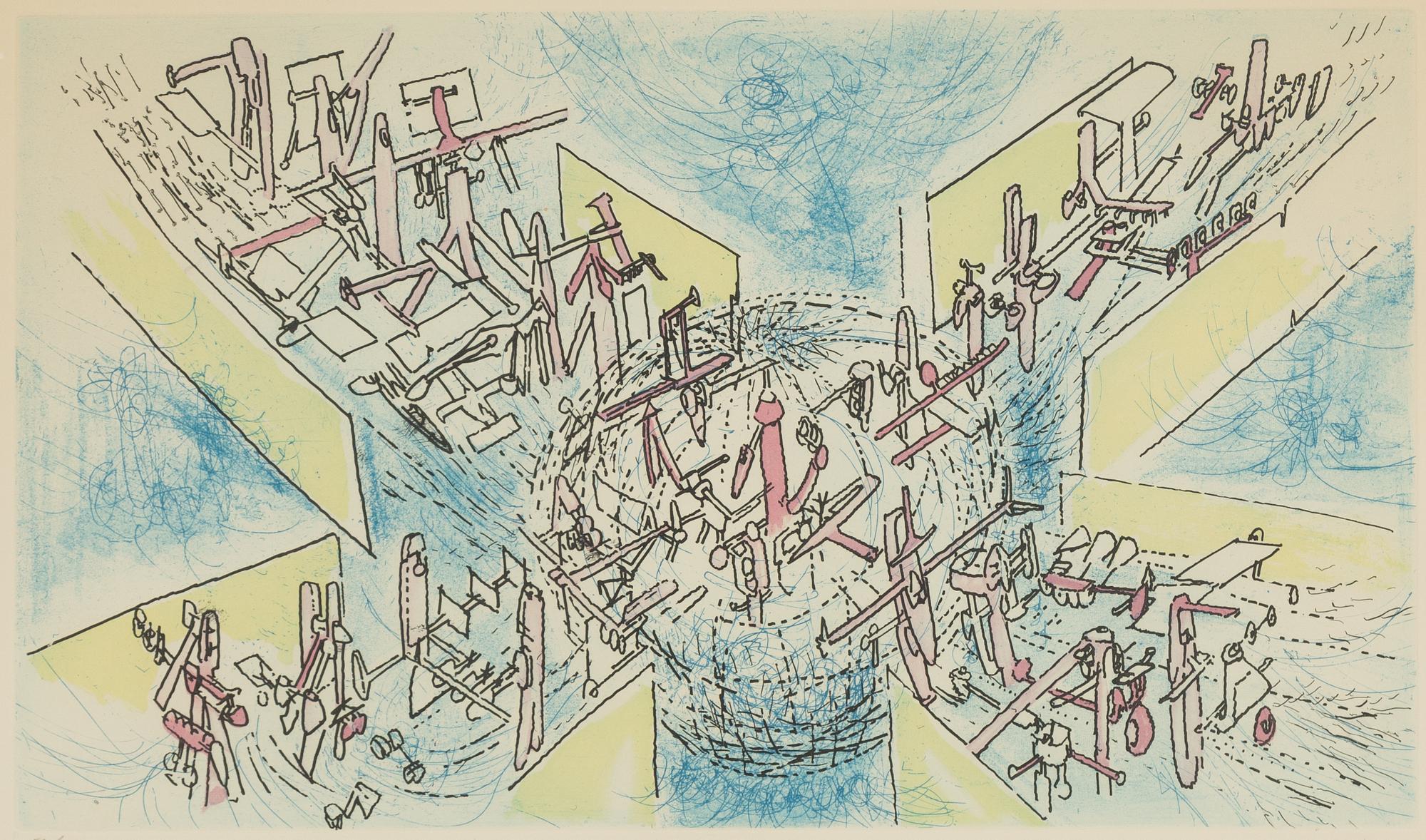 Roberto Matta, etching in colours, signed 56/100.