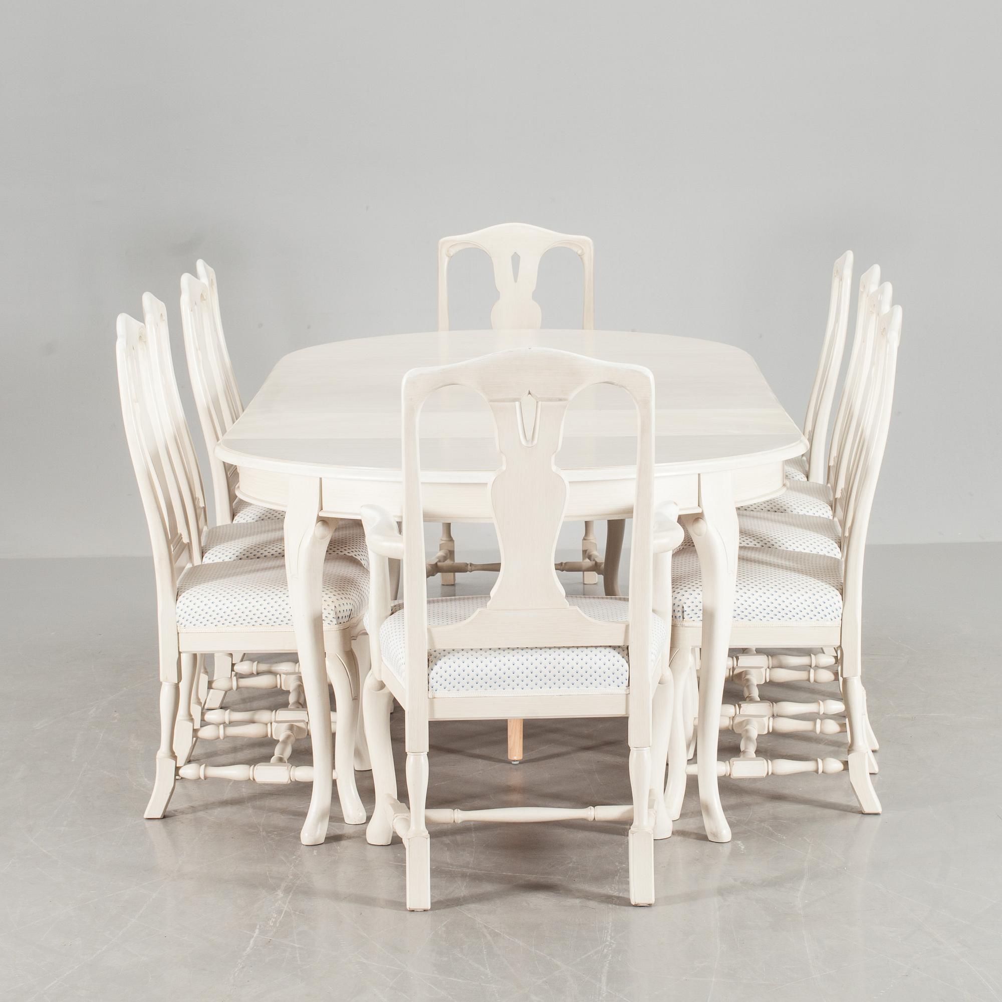 MATSALSMÖBLEMANG, 11 delar, rokokostil, K A Roos, Helsingborg.