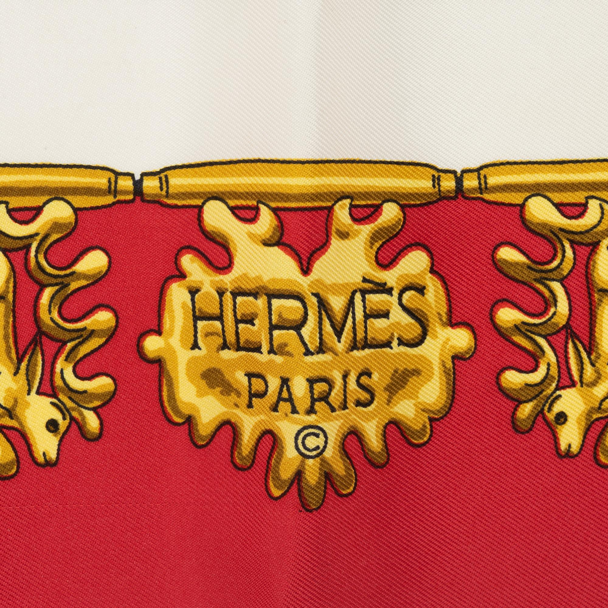 Hermès, a 'Les Cavaliers d'Or' silk scarf.
