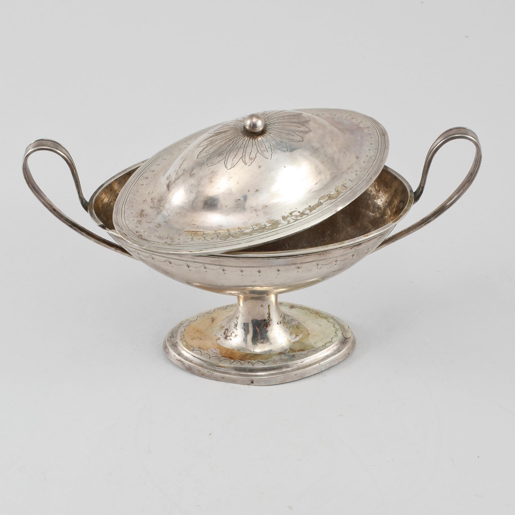SOCKERSKÅL, silver, tidigt 1800-tal, vikt 473 gram.