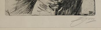 ANDERS ZORN,etsning (II état av II), 1911, signerad med blyerts.
