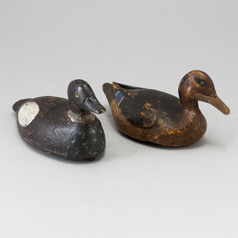 Two painted wood duck decoys early 20th century.