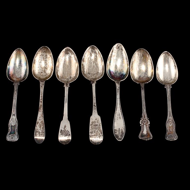 SKEDAR, 7 st, silver, 1800-tal. Vikt 410 g.